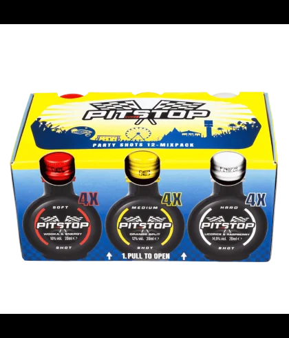 Pitstop Shot 12-pack, op voorraad bij slijterij t Bockje in Bathmen