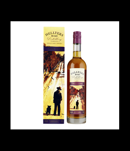 Fles Hellyers Road Single Malt Twin Oak, single malt whisky, op voorraad bij slijterij t Bockje in Bathmen