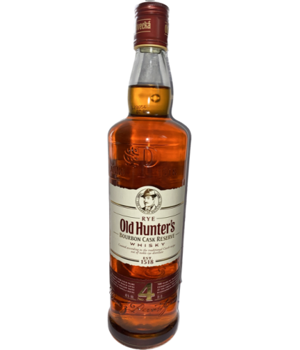 Fles Old Hunter's No. 4 Rye Reserve Whisky, whisky, op voorraad bij slijterij ’t Bockje in Bathmen