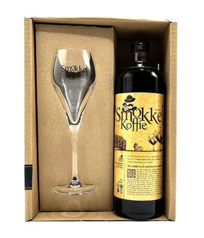 Geschenk Hertog Jan Smokkelkoffie Geschenk met Glas, bij slijterij ’t Bockje in Bathmen