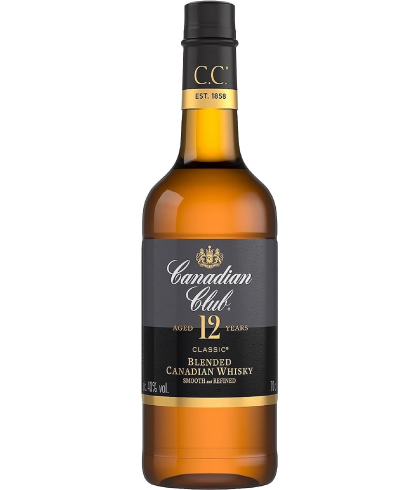 Fles Canadian Club 12 Years Old, whisky, op voorraad bij slijterij t Bockje in Bathmen