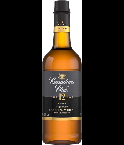 Fles Canadian Club 12 Years Old, whisky, op voorraad bij slijterij t Bockje in Bathmen