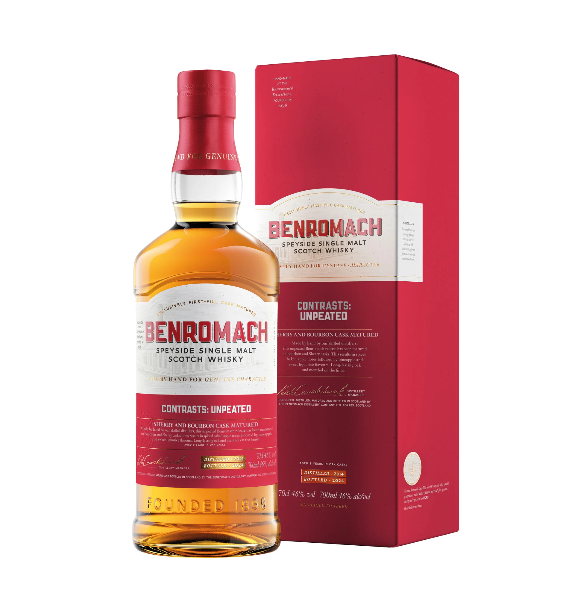Fles Benromach Contrasts: Unpeated, single malt whisky, op voorraad bij slijterij t Bockje in Bathmen