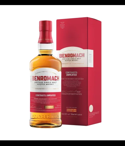 Fles Benromach Contrasts: Unpeated, single malt whisky, op voorraad bij slijterij t Bockje in Bathmen