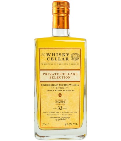 Fles Whisky Cellar Cambus 33 Years Old, enkel vat gebotteld door The Whisky Cellar, op voorraad bij slijterij t Bockje in Bathmen