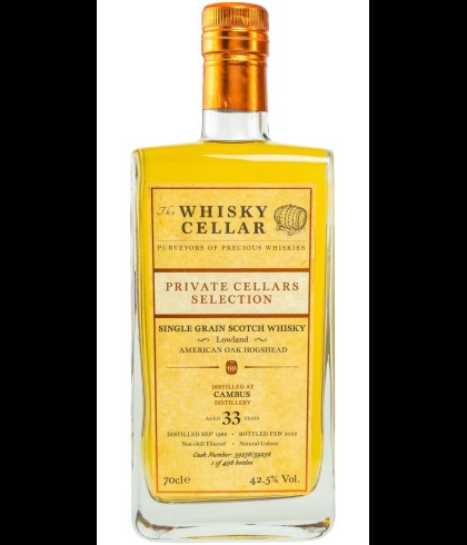 Fles Whisky Cellar Cambus 33 Years Old, enkel vat gebotteld door The Whisky Cellar, op voorraad bij slijterij t Bockje in Bathmen