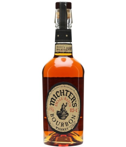 Fles Michters Small Batch Bourbon, Amerikaanse whiskey uit Kentucky, op voorraad bij slijterij ’t Bockje in Bathmen
