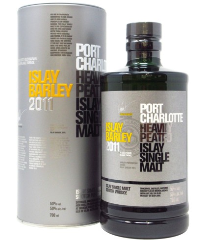 Fles Port Charlotte Islay Barley 6 Years Old, zwaar geturfde Islay single malt, op voorraad bij slijterij t Bockje in Bathmen