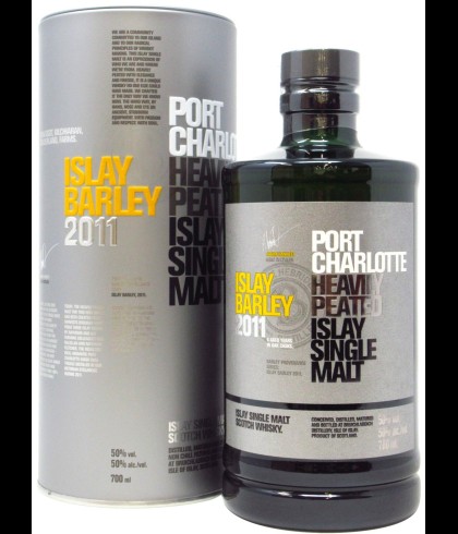 Fles Port Charlotte Islay Barley 6 Years Old, zwaar geturfde Islay single malt, op voorraad bij slijterij t Bockje in Bathmen