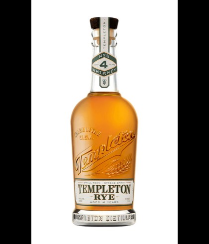 Fles Templeton Rye 4 Years Old, Amerikaanse roggewhiskey, op voorraad bij slijterij t Bockje in Bathmen