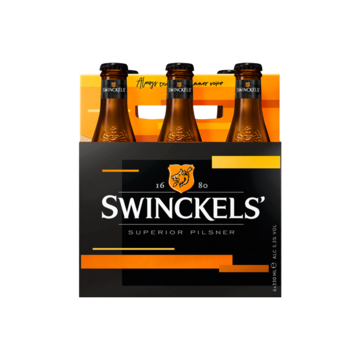 Fles Swinckels Pilsener - 6 x 30 cl, bier van Swinckels, op voorraad bij slijterij ’t Bockje in Bathmen