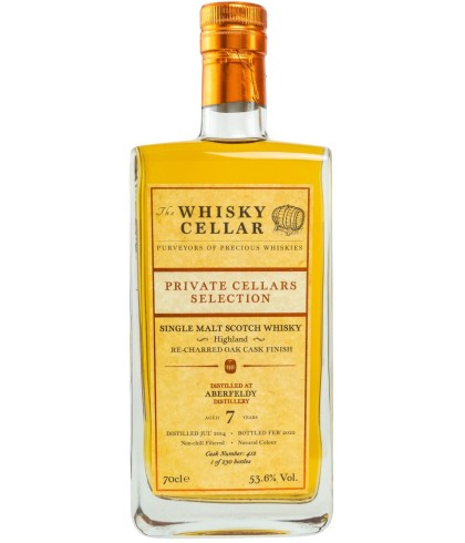 Fles The Whisky Cellar Aberfeldy 7 Years Old, Highland single malt whisky, op voorraad bij slijterij t Bockje in Bathmen