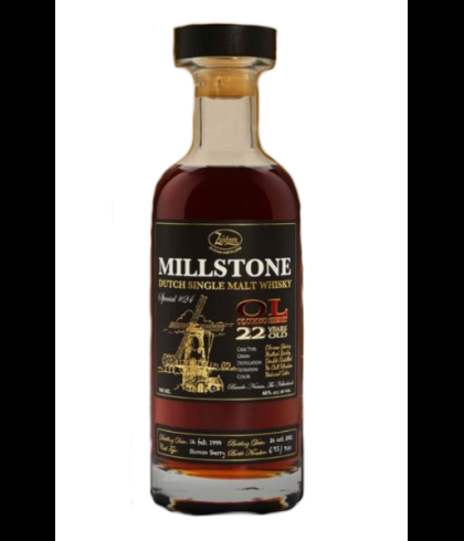 Fles Millstone 22 jaar oud Oloroso Special #24, Nederlandse whisky van Zuidam Distillers, op voorraad bij slijterij t Bockje in Bathmen