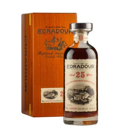 Fles Edradour 1998 25 Years Old, single malt whisky, op voorraad bij slijterij t Bockje in Bathmen
