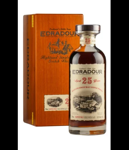 Fles Edradour 1998 25 Years Old, single malt whisky, op voorraad bij slijterij t Bockje in Bathmen