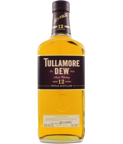 Fles Tullamore Dew 12 Years Old, Ierse whiskey uit Tullamore, op voorraad bij slijterij t Bockje in Bathmen