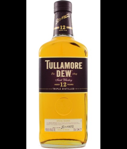 Fles Tullamore Dew 12 Years Old, Ierse whiskey uit Tullamore, op voorraad bij slijterij t Bockje in Bathmen