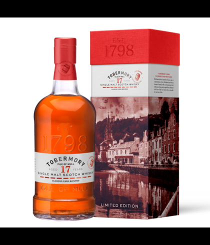 Fles Tobermory 17 Years Old 2004, single malt whisky van het eiland Mull, op voorraad bij slijterij t Bockje in Bathmen
