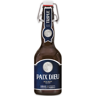 Fles Brasserie Caulier Paix Dieu Tripel Blue Moon, bier van Brasserie Caulier, bij slijterij ’t Bockje in Bathmen
