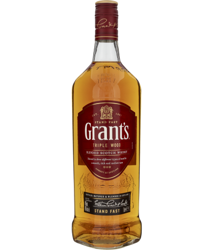 Fles Grant's Triple Wood Scotch Whisky, whisky, op voorraad bij slijterij t Bockje in Bathmen