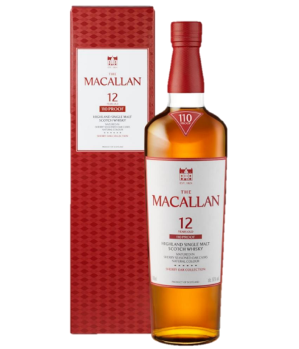 Fles Macallan 12Y Sherry Oak Collection 110 proof, whisky, bij slijterij t Bockje in Bathmen