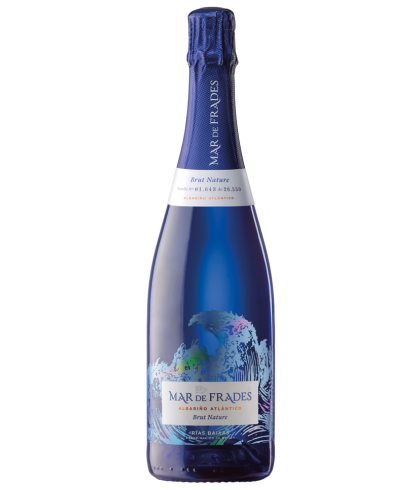 Fles Mar de Frades Albariño Atlántico Brut Nature, wijn op voorraad bij slijterij t Bockje in Bathmen
