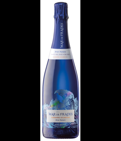 Fles Mar de Frades Albariño Atlántico Brut Nature, wijn op voorraad bij slijterij t Bockje in Bathmen