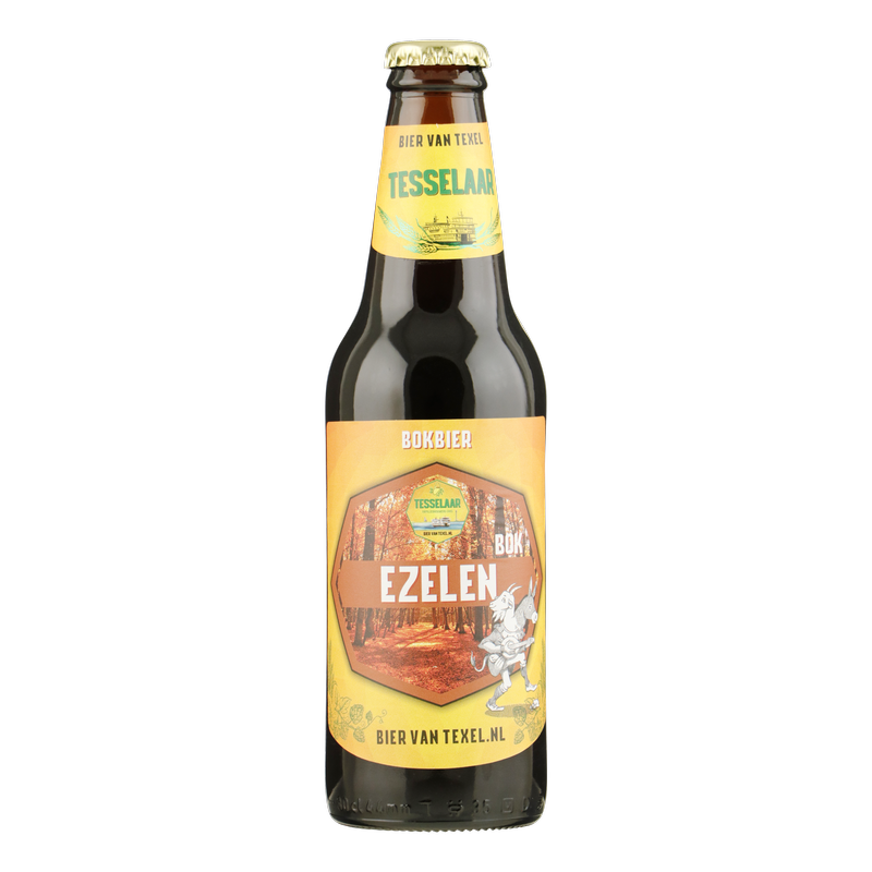 Fles Tesselaar Ezelenbok, bier van Tesselaar, op voorraad bij slijterij ’t Bockje in Bathmen