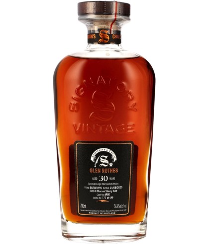 Fles Signatory Cask Strength Collection Glenrothes 30 Years Old #6980, enkel vat gebotteld door Signatory Vintage, op voorraad bij slijterij t Bockje in Bathmen