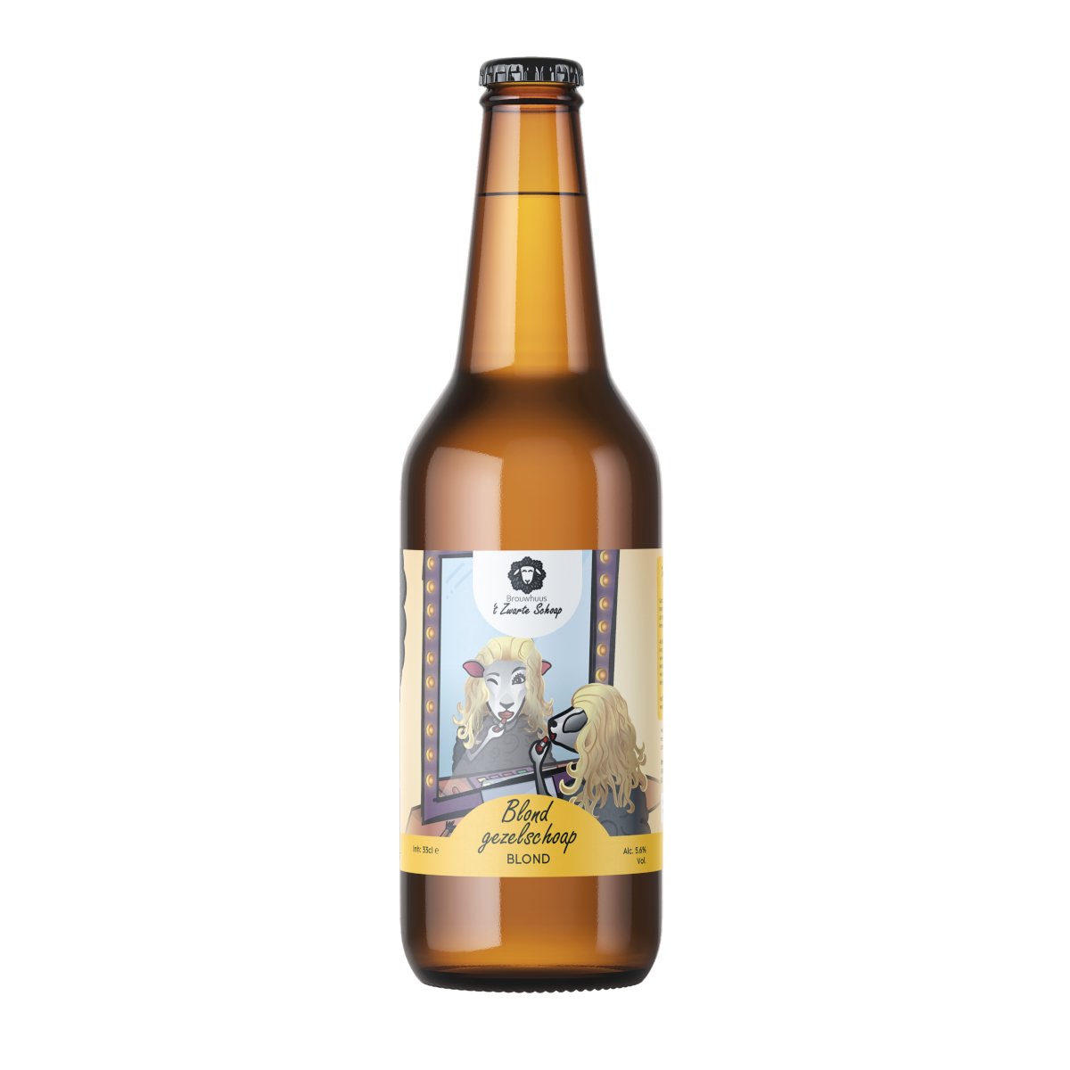 Fles 't Zwarte Schoap Blond Gezelschoap, bier van 't Zwarte Schoap, op voorraad bij slijterij t Bockje in Bathmen