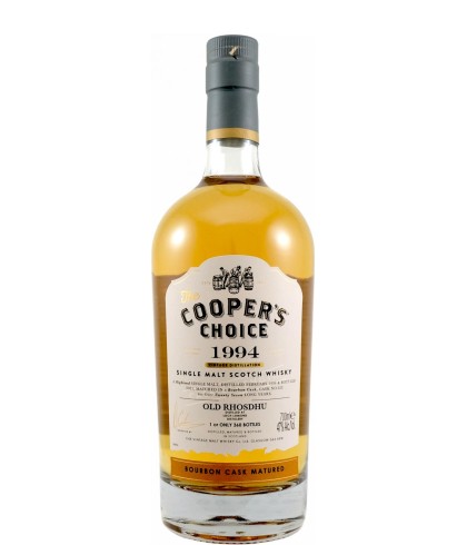 Fles Cooper's Choice Old Rhosdhu 27 Years Old 1994, whisky, op voorraad bij slijterij t Bockje in Bathmen