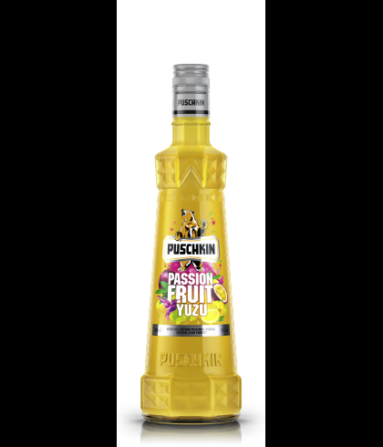 Fles Puschkin Passion Fruit Yuzu, wodka, bij slijterij t Bockje in Bathmen