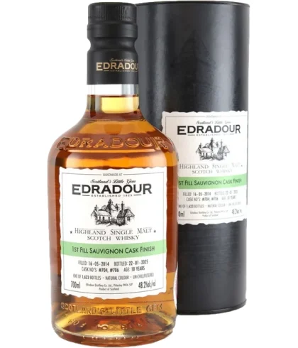 Fles Edradour 2014 Sauvignon Cask Finish, single malt whisky, op voorraad bij slijterij t Bockje in Bathmen