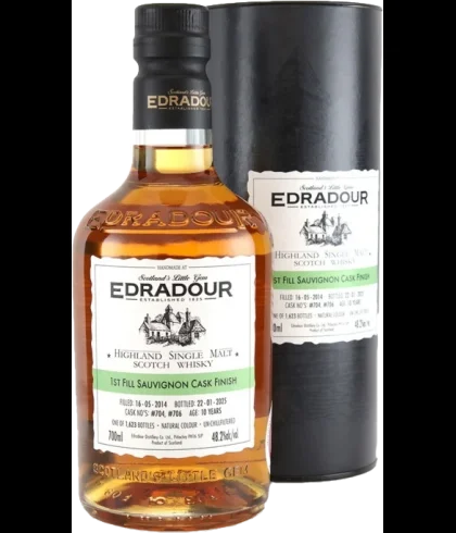 Fles Edradour 2014 Sauvignon Cask Finish, single malt whisky, op voorraad bij slijterij t Bockje in Bathmen