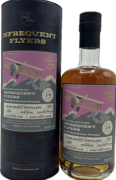 Fles Infrequent Flyers Glen Moray 2011 14Y, single malt whisky, op voorraad bij slijterij t Bockje in Bathmen