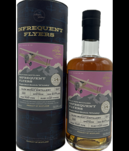 Fles Infrequent Flyers Glen Moray 2011 14Y, single malt whisky, op voorraad bij slijterij t Bockje in Bathmen