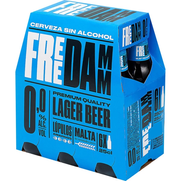 Fles Estrella Free Damm Glutenvrij, bier van Estrella, op voorraad bij slijterij t Bockje in Bathmen