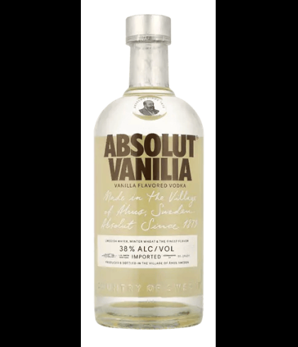 Fles Absolut Vanilia, wodka, op voorraad bij slijterij t Bockje in Bathmen