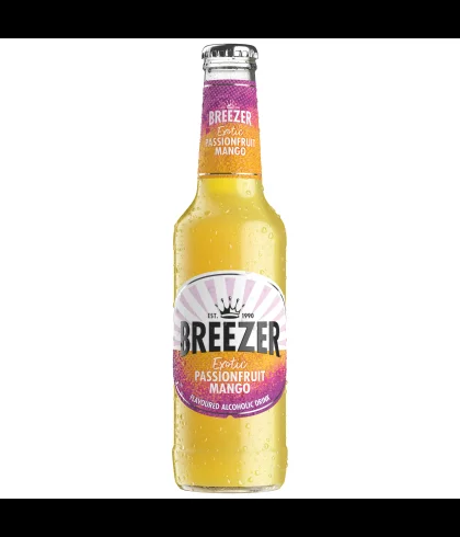 Pre-mix Breezer Passionfruit & Mango van Breezer, bij slijterij ’t Bockje in Bathmen