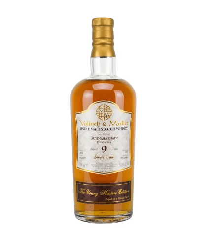 Fles Valinch en Mallet Bunnahabhain 9 Years Old, enkel vat gebotteld door Valinch en Mallet, op voorraad bij slijterij ’t Bockje in Bathmen