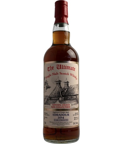 Fles The Ultimate Edradour 2014 Cask Strength 10 Years Old, enkel vat gebotteld door The Ultimate uit Amersfoort, op voorraad bij slijterij t Bockje in Bathmen