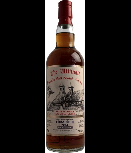 Fles The Ultimate Edradour 2014 Cask Strength 10 Years Old, enkel vat gebotteld door The Ultimate uit Amersfoort, op voorraad bij slijterij t Bockje in Bathmen