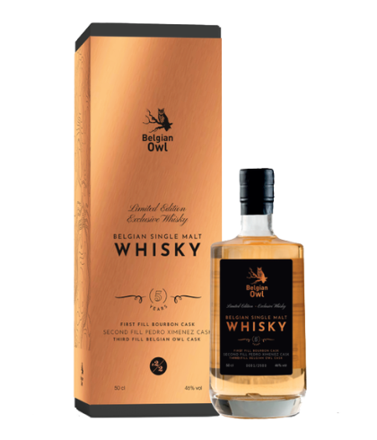 Fles Belgian Owl Limited Edition 2/2, single malt whisky, op voorraad bij slijterij t Bockje in Bathmen