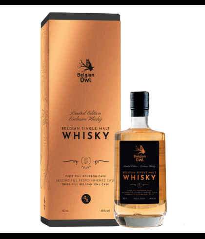 Fles Belgian Owl Limited Edition 2/2, single malt whisky, op voorraad bij slijterij t Bockje in Bathmen