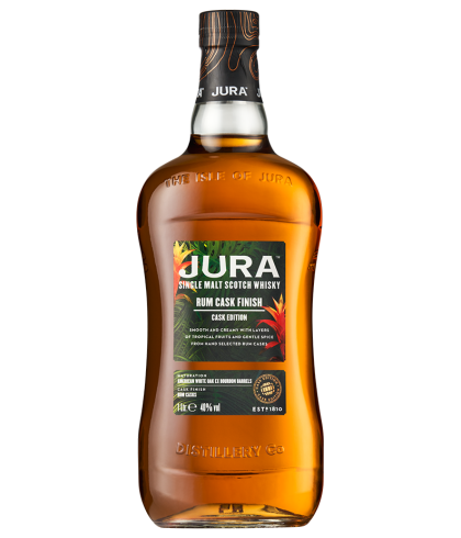 Fles single malt van Jura, op voorraad bij slijterij t Bockje in Bathmen