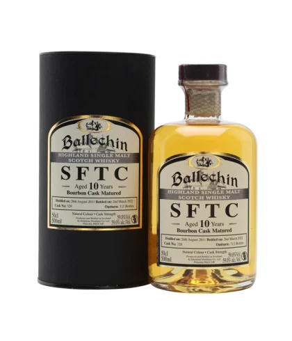 Fles Ballechin 2011 10 Years Old SFTC Bourbon, single malt whisky, op voorraad bij slijterij t Bockje in Bathmen