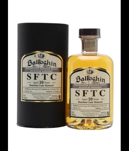 Fles Ballechin 2011 10 Years Old SFTC Bourbon, single malt whisky, op voorraad bij slijterij t Bockje in Bathmen